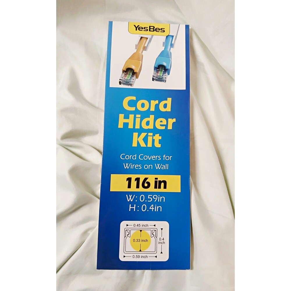 YesBes White Cord Hider Cable Raceway Kit 116in Surface Mount Plastic Cover